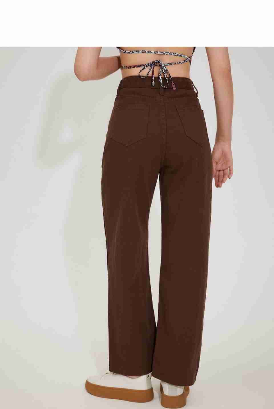 WIDE BROWN LEG Pocket Joggers - Non-Stretchable Denim, Stylish & Comfortable, Perfect for Casual Wear, Length: 36 Inches