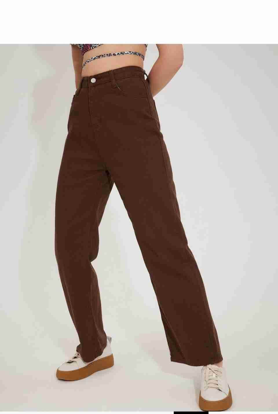 WIDE BROWN LEG Pocket Joggers - Non-Stretchable Denim, Stylish & Comfortable, Perfect for Casual Wear, Length: 36 Inches