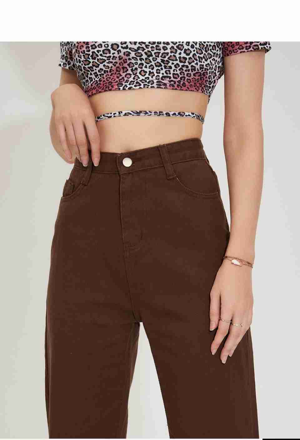WIDE BROWN LEG Pocket Joggers - Non-Stretchable Denim, Stylish & Comfortable, Perfect for Casual Wear, Length: 36 Inches