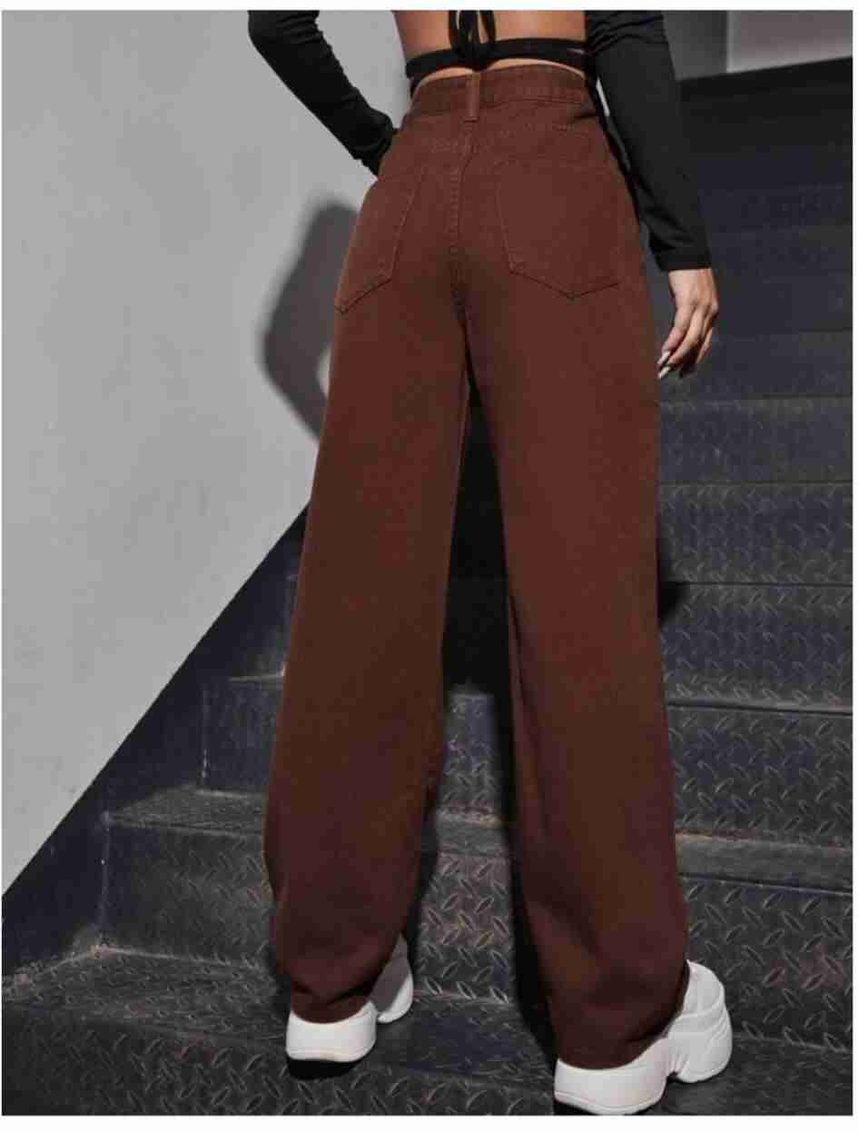 Wide Leg Joggers for Women - Denim Fabric, Non-Stretchable, Comfortable & Stylish, 36-inch Length for Casual or Semi-Casual Wear