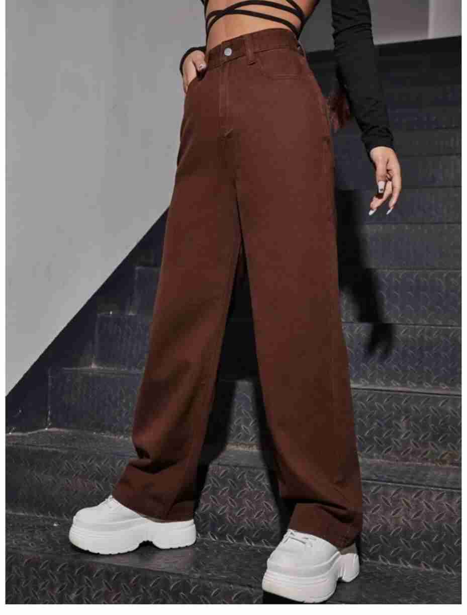 Wide Leg Joggers for Women - Denim Fabric, Non-Stretchable, Comfortable & Stylish, 36-inch Length for Casual or Semi-Casual Wear