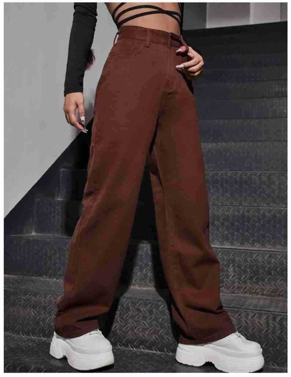 Wide Leg Joggers for Women - Denim Fabric, Non-Stretchable, Comfortable & Stylish, 36-inch Length for Casual or Semi-Casual Wear