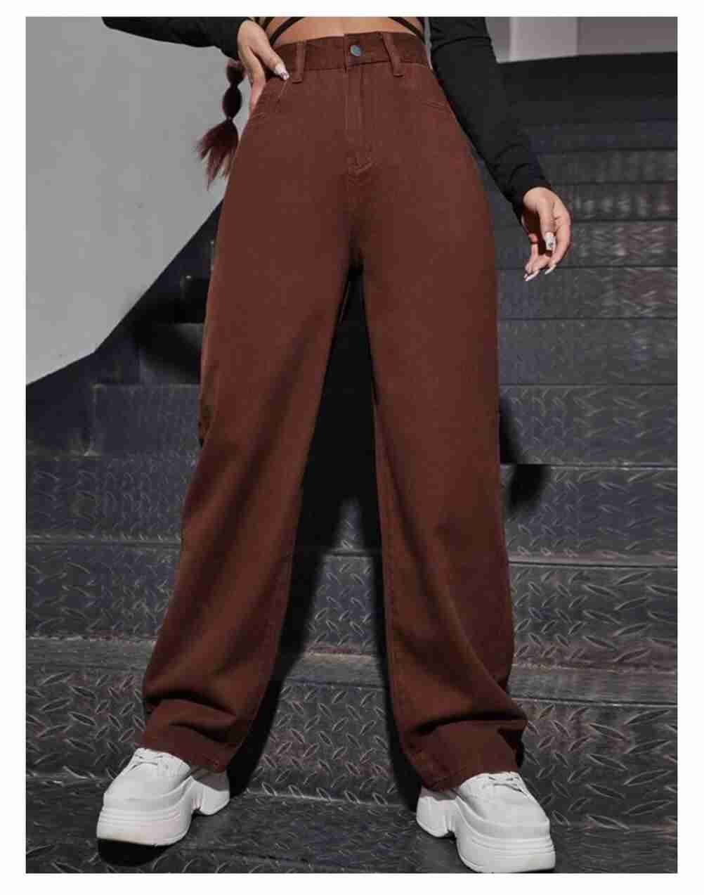 Wide Leg Joggers for Women - Denim Fabric, Non-Stretchable, Comfortable & Stylish, 36-inch Length for Casual or Semi-Casual Wear