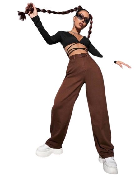 Wide Leg Joggers for Women - Denim Fabric, Non-Stretchable, Comfortable & Stylish, 36-inch Length for Casual or Semi-Casual Wear