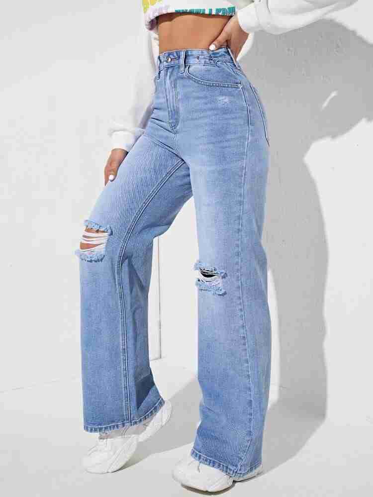 Bell Bottom Funky Jeans - Loose Fit, Denim Fabric, Non-Stretchable, Badal Wash Nick Cut, Stylish & Trendy, 39 Inch Length, Perfect for Casual Wear
