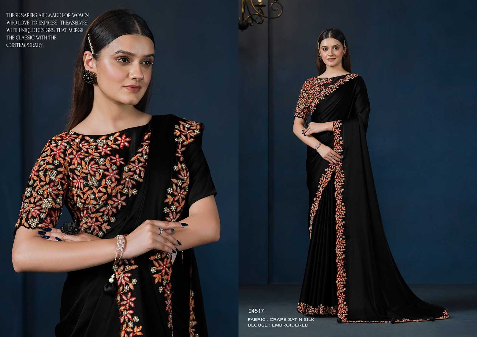CRAPE SATIN SILK Full Embroidered Blouse Unstitched - Premium Fabric, Elegant Design, Ideal for Custom Tailoring, Perfect for Festive Occasions