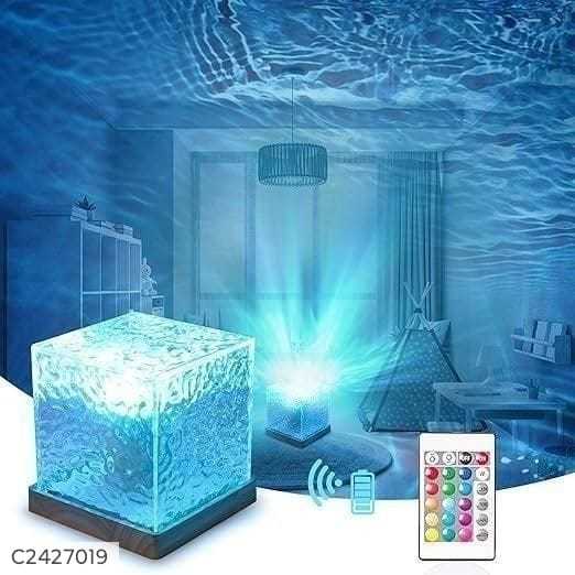 Rotating Water Ripple Night Light Aura Lamp - LED Mood Lighting for Bedroom, Relaxing Home Decor, Soothing Visuals, and Calming Ambiance