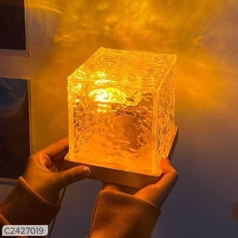 Rotating Water Ripple Night Light Aura Lamp - LED Mood Lighting for Bedroom, Relaxing Home Decor, Soothing Visuals, and Calming Ambiance