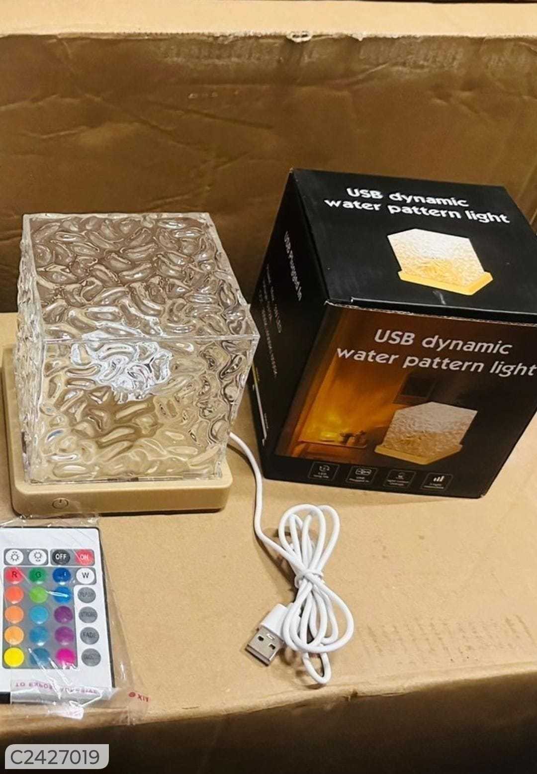 Rotating Water Ripple Night Light Aura Lamp - LED Mood Lighting for Bedroom, Relaxing Home Decor, Soothing Visuals, and Calming Ambiance
